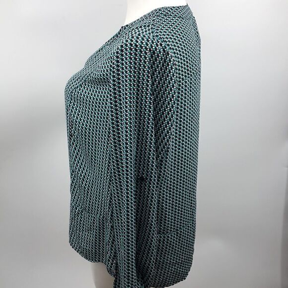 Worthington aqua cube print long sleeve top - Picture 3 of 6